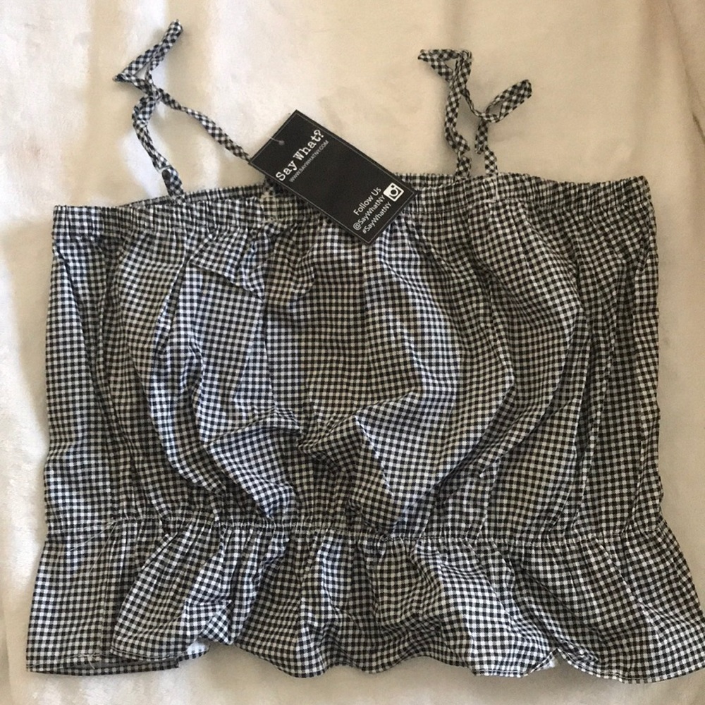 Black & White Checkered Crop Top